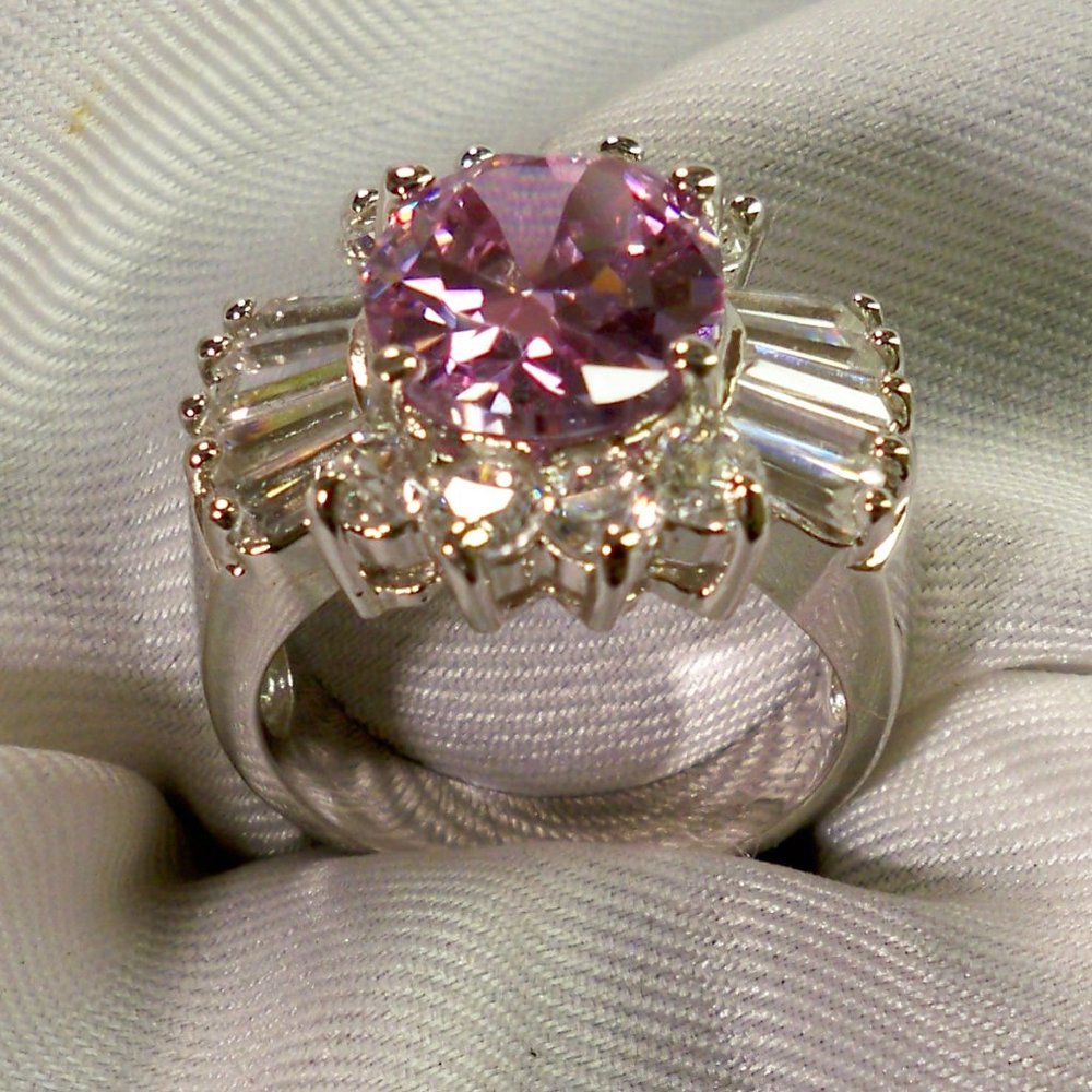 NEW Round Cut Lavender, Emerald Cut Cubic Zirconias Ring